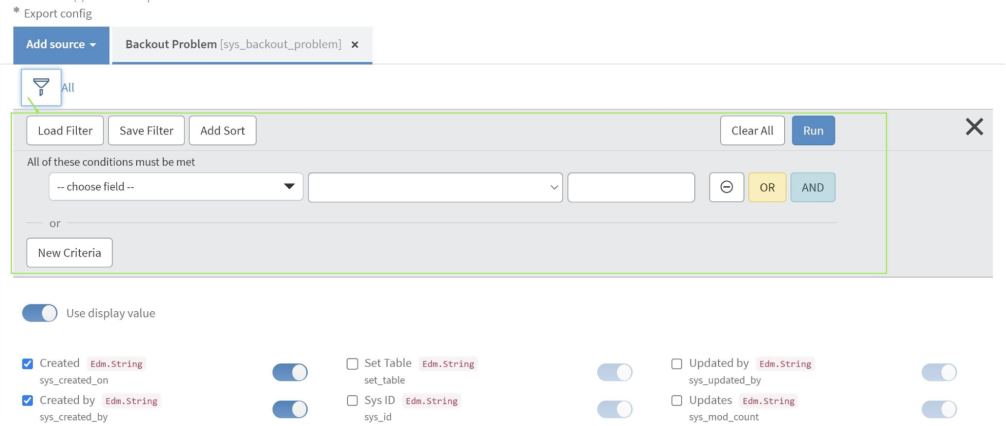 Filter ServiceNow data for export to Power BI