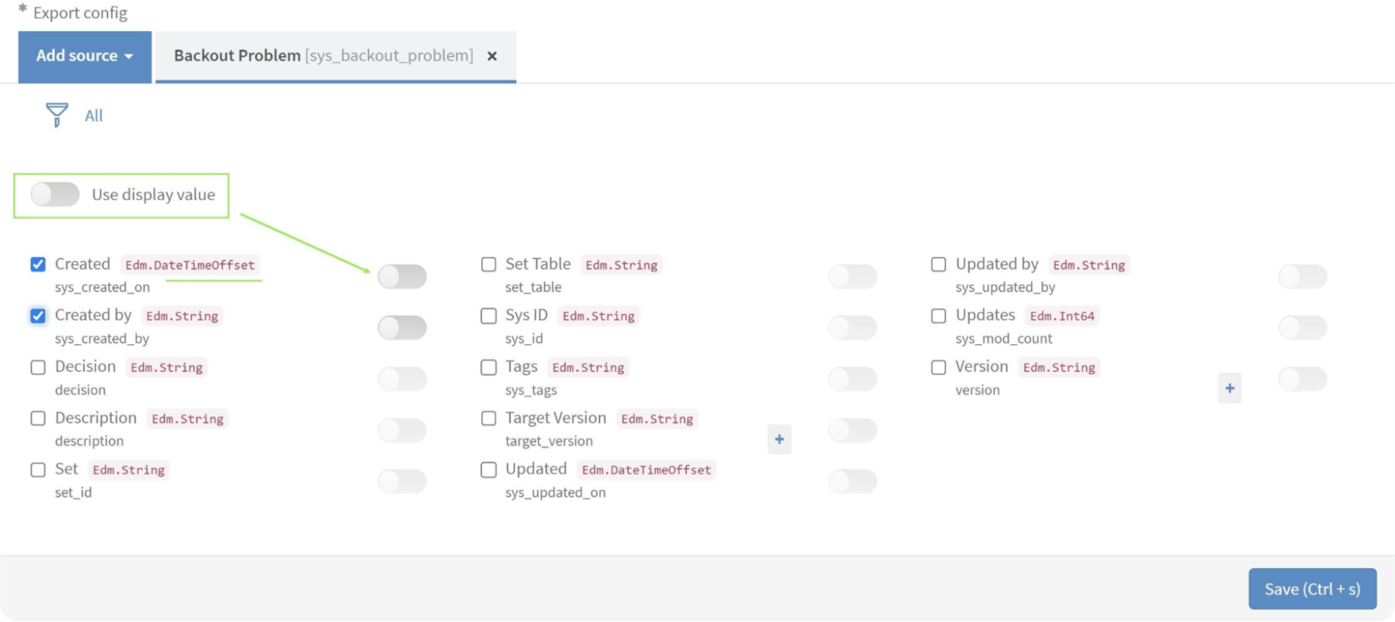 export ServiceNow Custom tables and fields