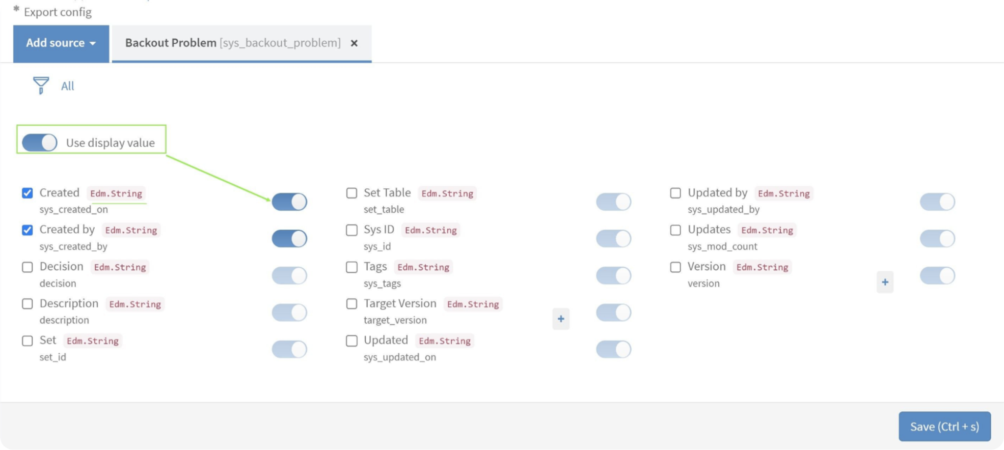 servicenow data export in String format