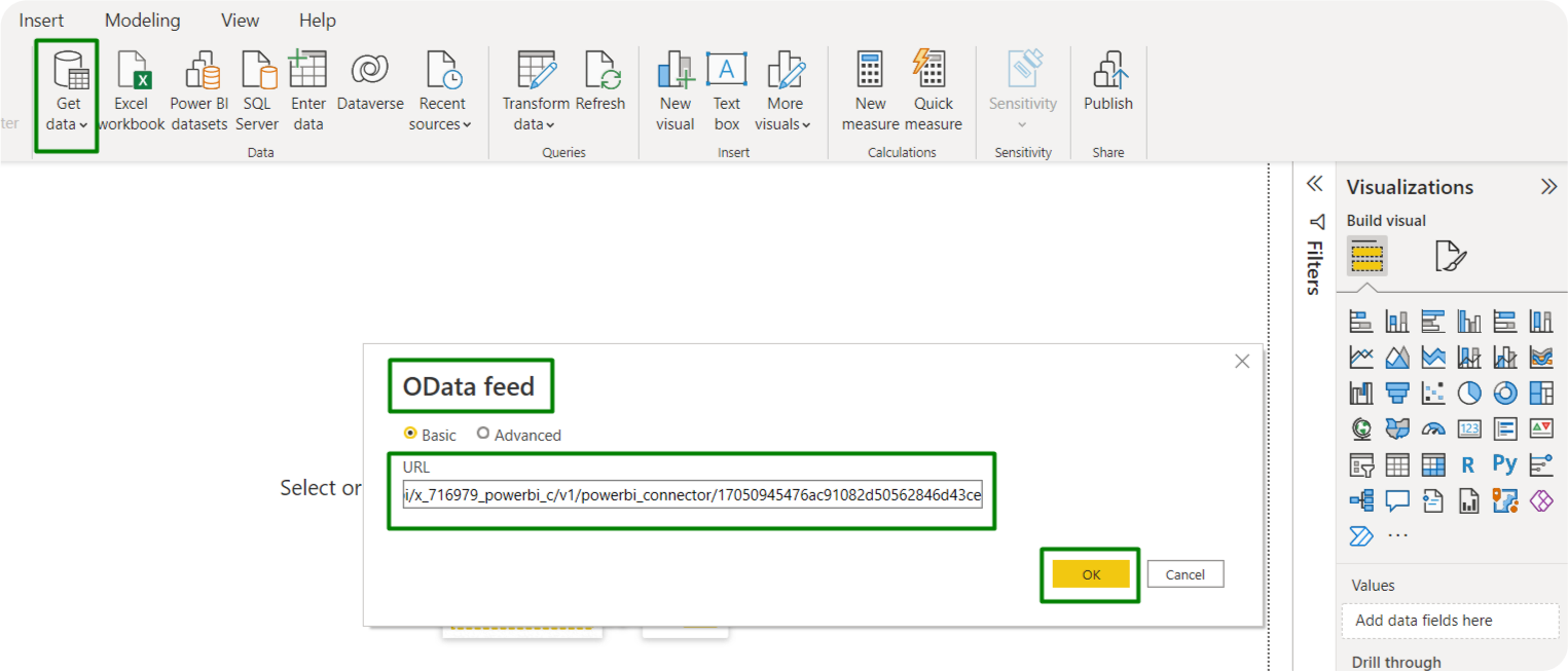 connect ServiceNow to Power BI with OData feed connection