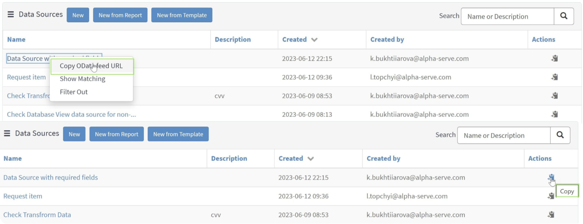 Copy OData feed URL for ServiceNow Power BI Connection