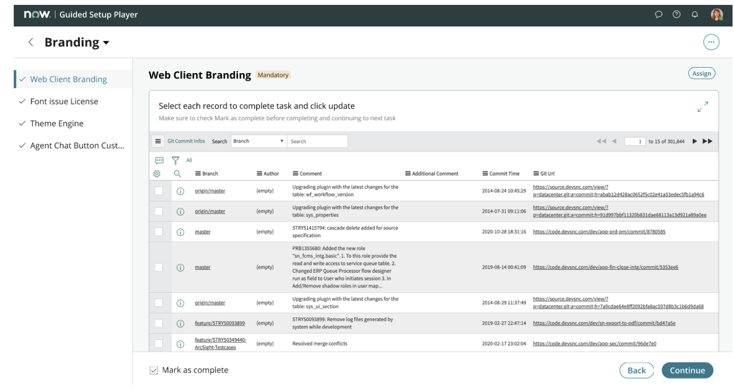 Guided Setup Categories Page on ServiceNow