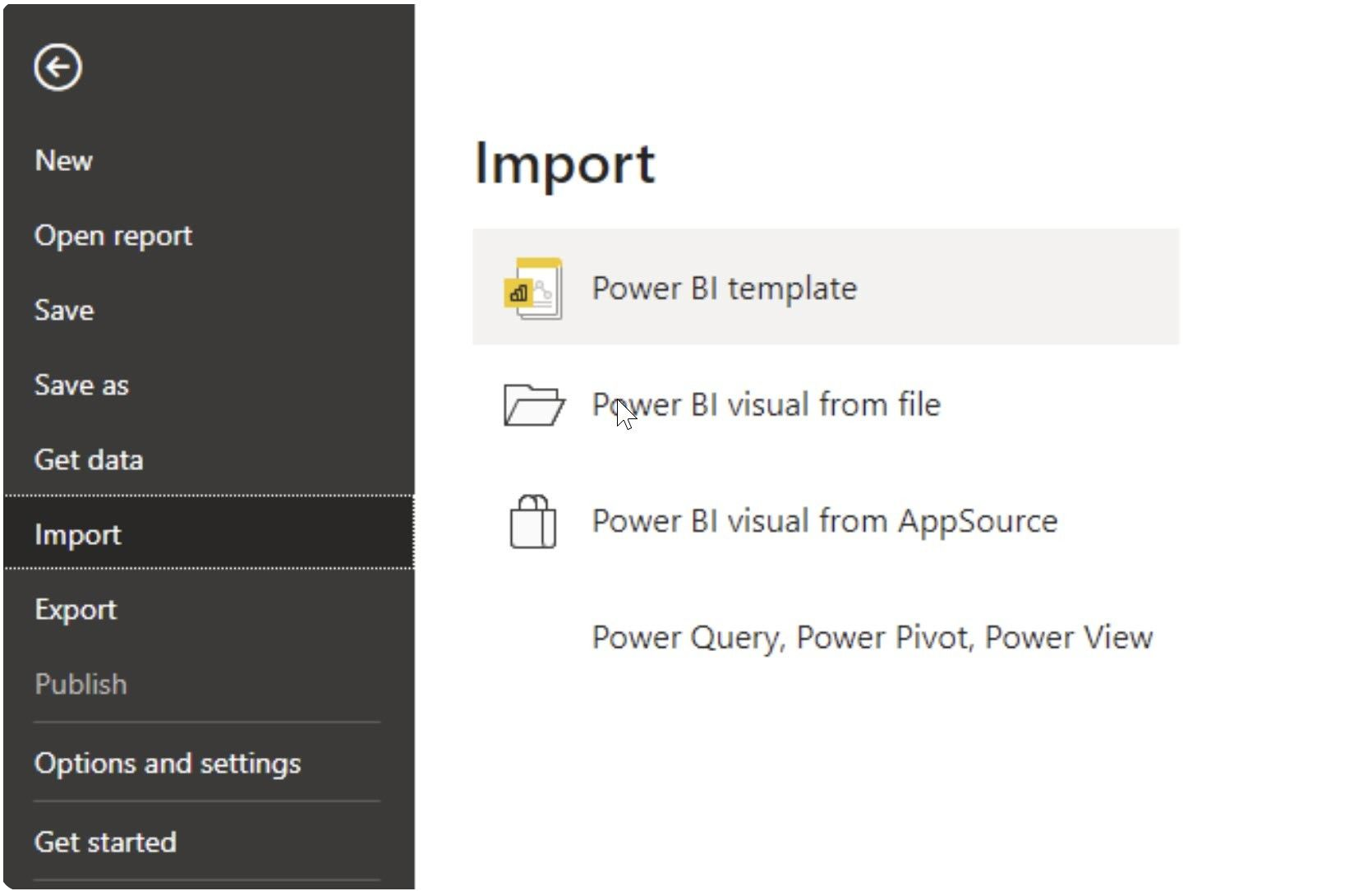 Import Power Bi Template