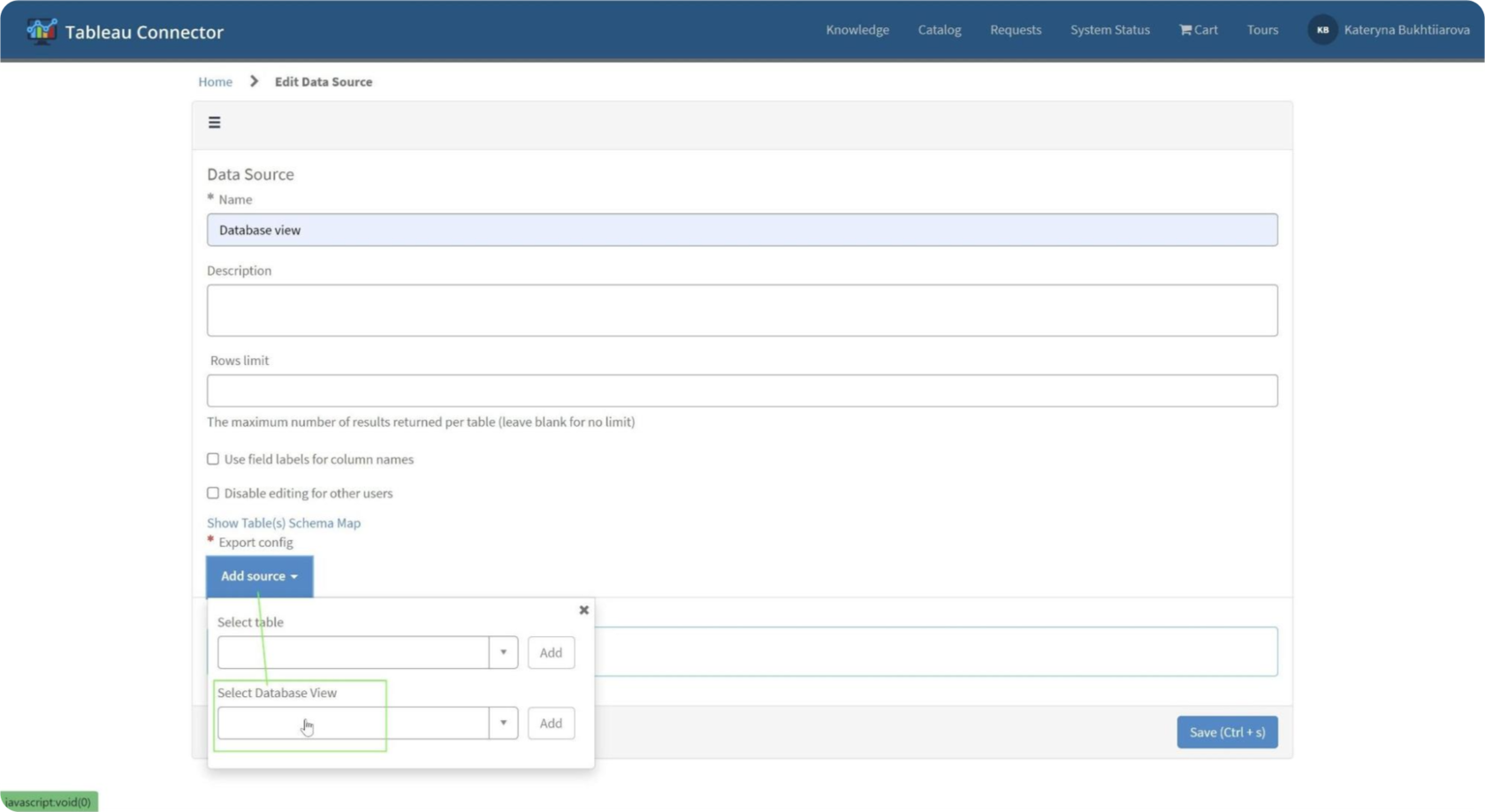 ServiceNow Database View in Tableau Connector 