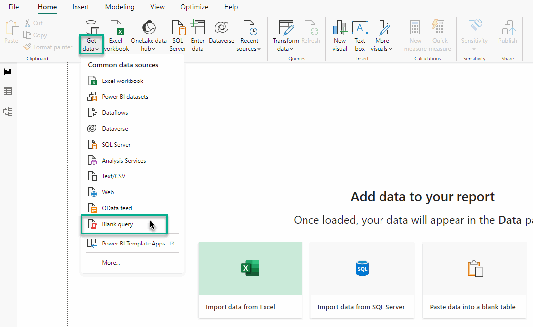 export ServiceNow data through the Blank Query Connection method